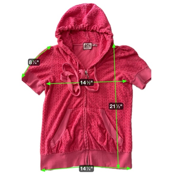Juicy Couture Y2K Pink Terry Short Sleeve Zip Hoodie Medium Paris Hilton Classic - Picture 13 of 15